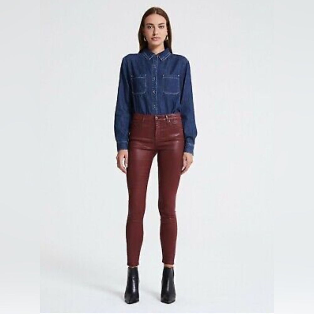 AG ADRIANO GOLDSCHMIED burnt orange Coated Skinny Jeans. 30